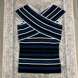 Timo.Weiland Striped Blue and Black Women's Top
